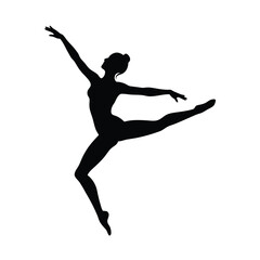 dancer mid jump vector art silhouette