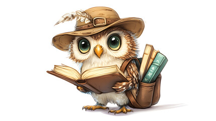 Adorable Owl Student Reading Books: A Charming Illustration