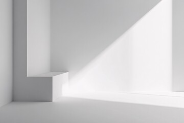Fototapeta premium Minimalist White Room Corner Display with Soft Light