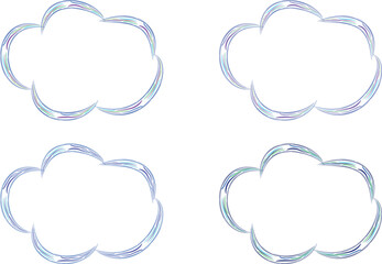 blue colorful abstract outlined shapes clouds set