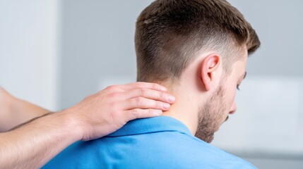 Obraz premium Man Receiving Neck Massage in Medical Setting
