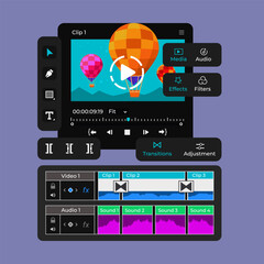 Video Editing App Interface with Timeline and Media Tools – Modern UI Design