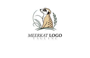 Fototapeta premium Iconic Meerkat Vector Logo Design – Bold Animal Mascot Logo for Branding, Conservation Group, Merchandise, or Adventure Tour Company Logo.