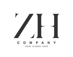 ZH logo design. Initial letter z and h serif font style. Creative classic company name typography. Trendy logotype or identity.