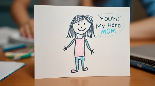Card with “You’re My Hero” and Mom Doodle