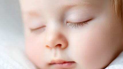 Peaceful Sleeping Baby Close Up Soft Skin Delicate Features Subtle Light