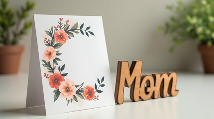 Greeting Card with Wooden &ldquo;Mom&rdquo; Cutout