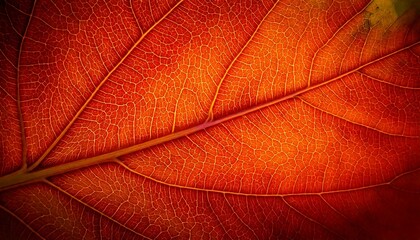 Obraz premium Macro photography of colorful autumn leaves in red, orange, yellow and brown, detailed leaf veins