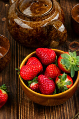Fresh organic strawberries tea.