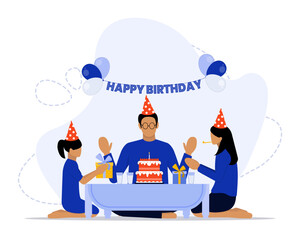 Happy birthday concept illustration. Suitable for landing page, ui, web, App intro card, editorial, flyer, and banner.