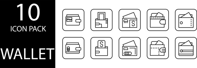 wallet icon design set