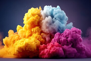Colorful smoke clouds billowing in vibrant hues