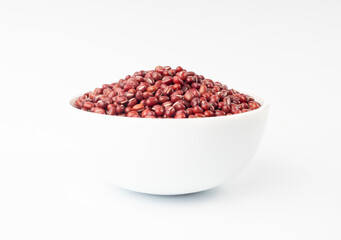 Red adzuki beans isolated, raw azuki bean pile, Vigna angularis legume seeds, dry red mung bean