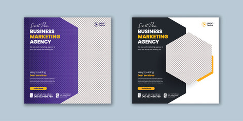 Set of editable social media post and web banner design for corporate business marketing agency, promotional advertising template for social media story design