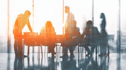 Business Team Collaboration in Modern Workspace Silhouette