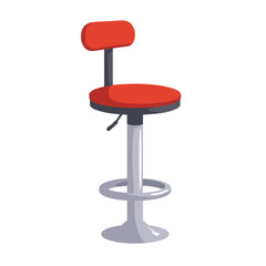 Red bar stool with adjustable height in modern design  