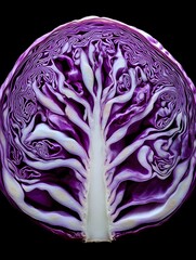 Fototapeta premium Vibrant Purple Cabbage: A Colorful Closeup of Organic Produce for Healthy Eating and Creative Cooking