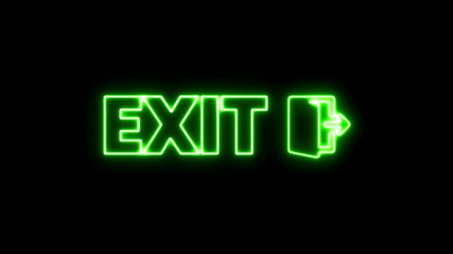 Exit text with neon glow effect, Exit neon animation, exit animation