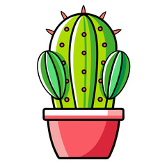  Artistic Cleistocactus Houseplant with Bold Outline