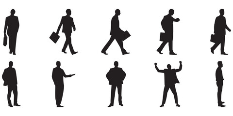 Silhouette of Businessman in walk poses Various Poses Corporate and Office