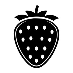 Black Strawberry Icon Isolated on White Background, Simple Berry Symbol for Food Packaging, Logo Design, Nutrition Apps, Minimalist Illustrations, and Healthy Eating Graphics