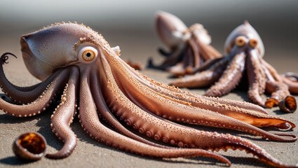 An intriguing scene of octopuses showcasing their unique forms.