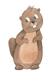cute hand drawn watercolor badger