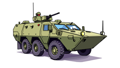 Military armored vehicle illustration on a white background  