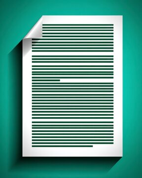 White Paper with Dark Green Horizontal Lines on Teal Background