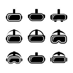 VR Headset Silhouette Vector Bundle Black and White VR Headset Clipart EPS Illustration