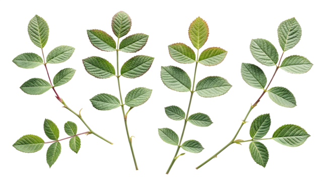 green leaves isolated on transparent background