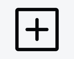 Fototapeta premium Plus Square Icon Positive Add Additional Sum Summing Math Mathematics Electric Battery Terminal Charge First Aid Medic Sign Symbol Vector Illustration Artwork