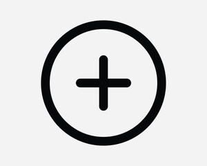 Obraz premium Positive Round Terminal Icon Plus Add Addition Circle Battery Point Charge Math Sum Medicine First Aid Emergency Line Outline Button Sign Symbol Vector