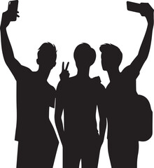 Fototapeta premium Vector Set Of People Taking Selfie Silhouettes Illustration Isolated On White Background