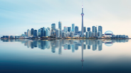 Fototapeta premium Serene Cityscape Reflection