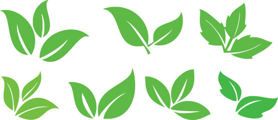 Green Leaf Icon in Flat Style, Nature Symbol, Eco-Friendly Design