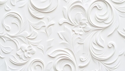 Elegant white relief floral pattern