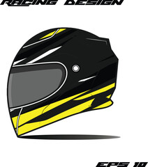 Stylish black and yellow racing helmet design showcasing sleek lines and modern aesthetics