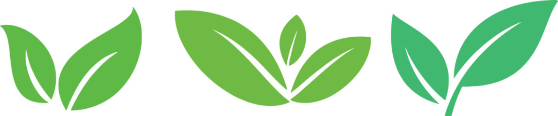Green Leaf Icon in Flat Style, Isolated on White Background – Nature Icon Set, Leaf Vector Illustration