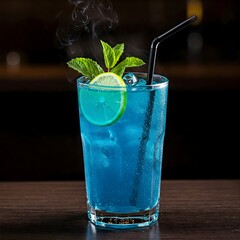 mojito cocktail on blue background