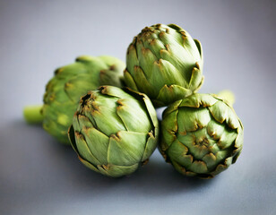 Obraz premium Artichokes on grey ground minimalisitc food art