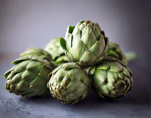 Fototapeta premium Artichokes on grey plate
