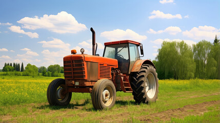 Obraz premium Rustic Tractor in Lush Farmland