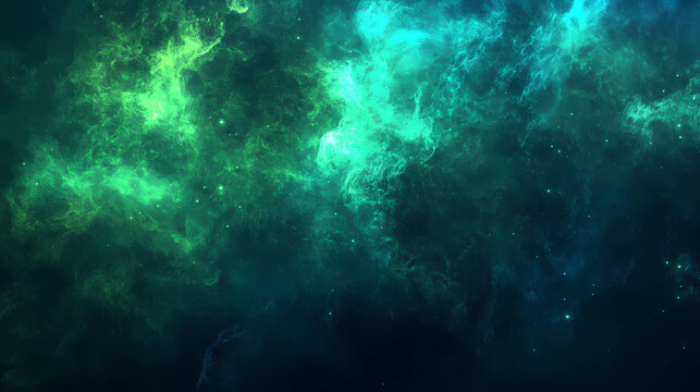 Abstract backdrop Cloud of green and blue smoke on a black isolated background. soft mystery horror design, spooky background texture concept