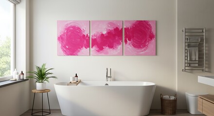 Pink Tide Triptych AI Generated