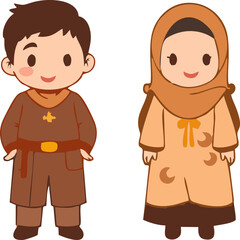 Muslim couple wearing traditional Eid clothing for Eid al-Adha celebration