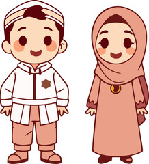 Muslim couple wearing traditional Eid clothing for Eid al-Adha celebration