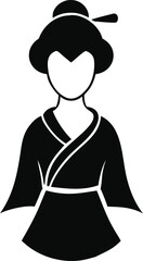 Geisha Silhouette Vector – Traditional Japanese Woman in Kimono Isolated on Transparent Background