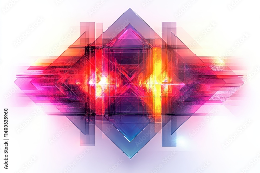 Poster Abstract geometric design featuring vibrant colors and interlocking shapes in a modern artistic composition