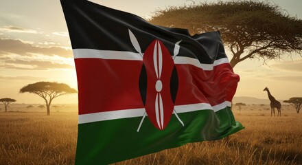 Kenya flag against nature background